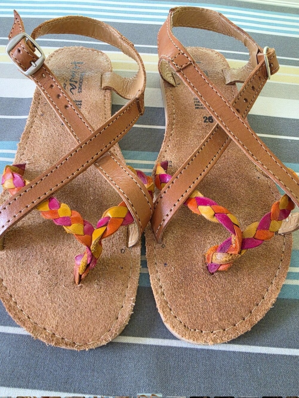 Colorful Braided Multi-Color Leather Sandals 26/8-8.5
